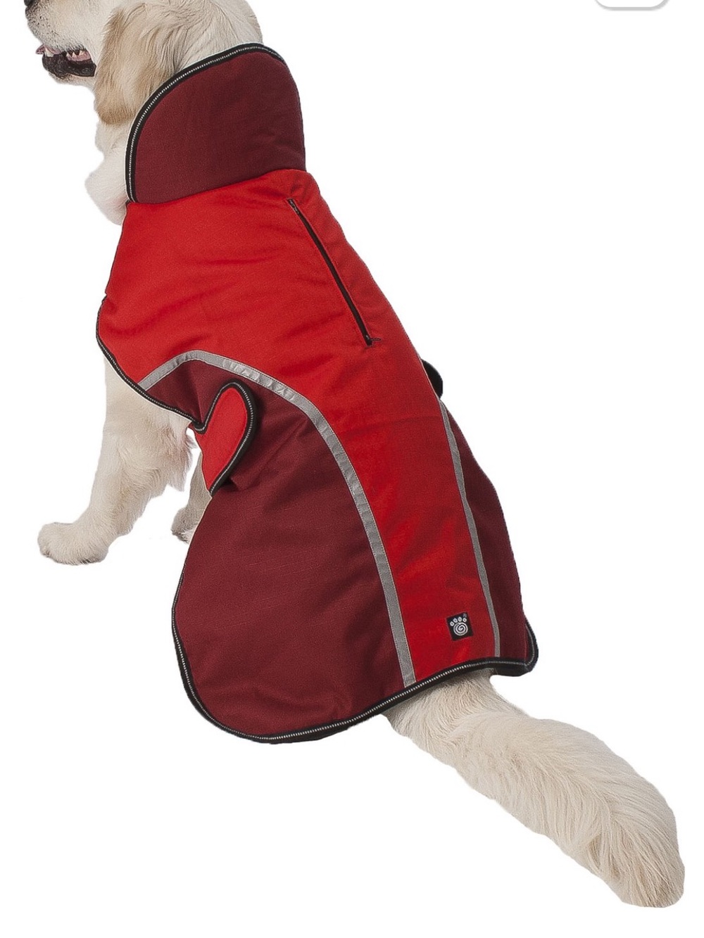 Red Two-Tone Reflective Dog Coat with Hood